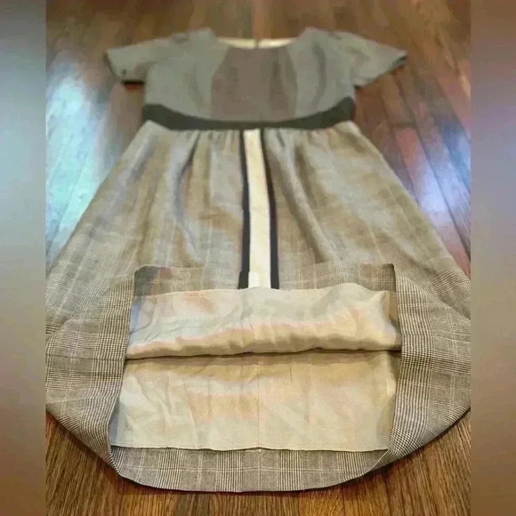 Etro Drop Waist Work Dress Midi Printed Neutral Modern Professional Size 42 - Picture 15 of 16